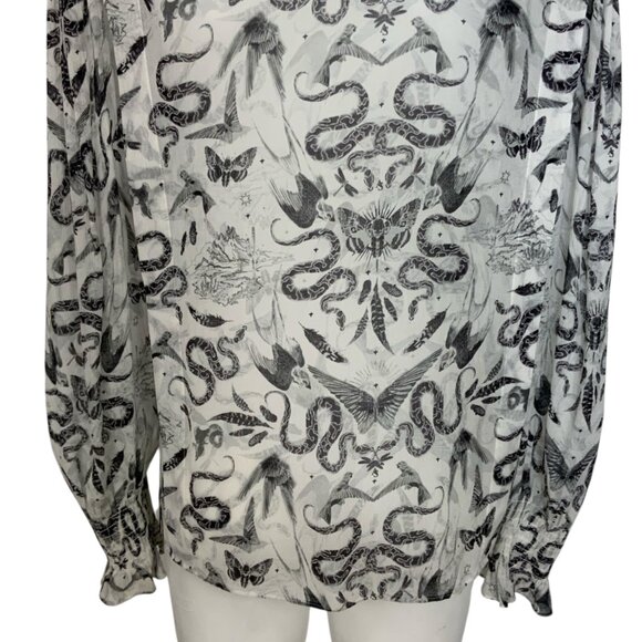 AllSaints Jasmine Somnium Top Blouse 4 Sheer Snake Design - Picture 10 of 12